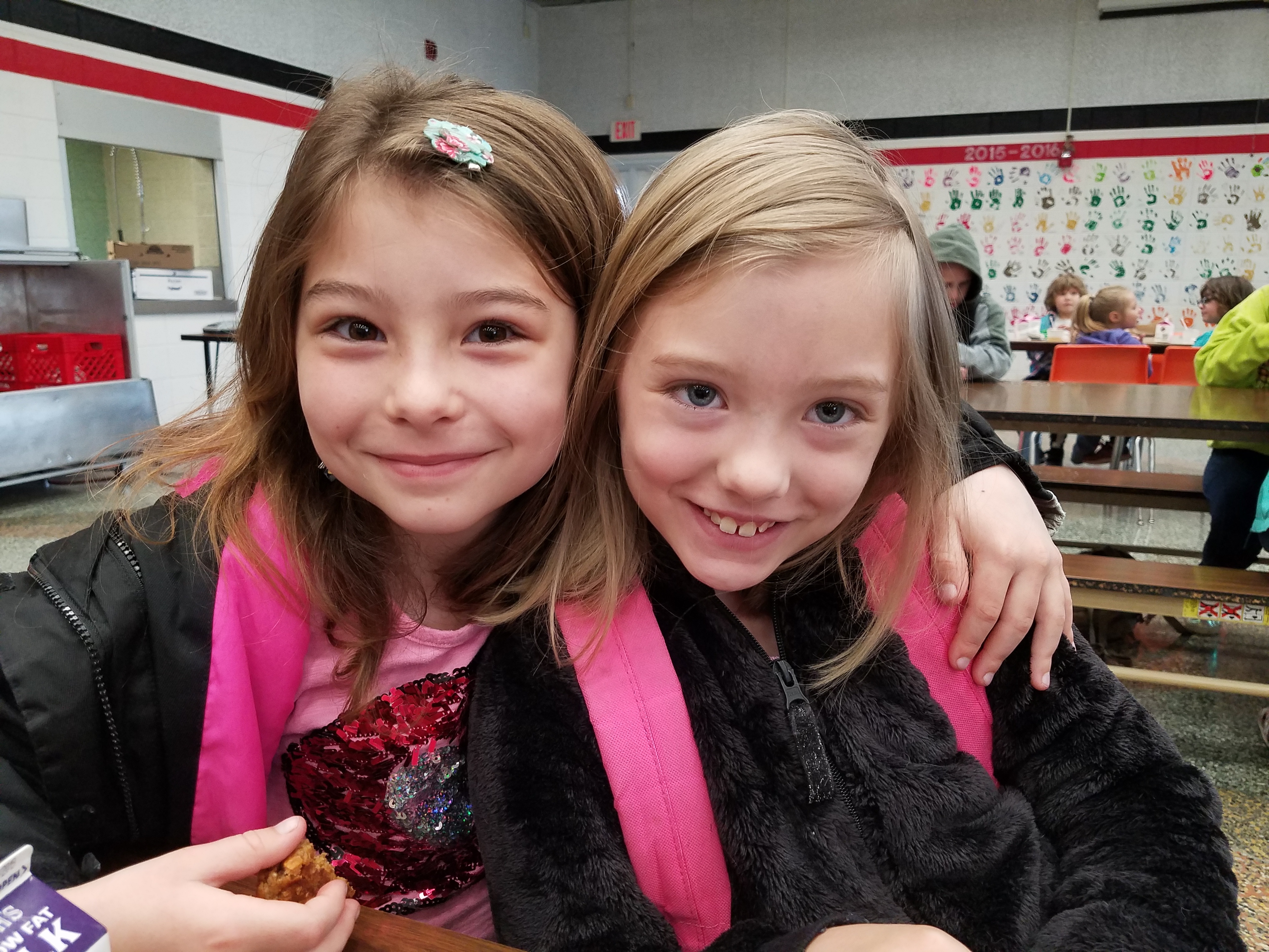 Elementary Girls at breakfast